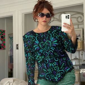 ⋆✦ Vintage Laurence Kazar Sequin Top ✦⋆